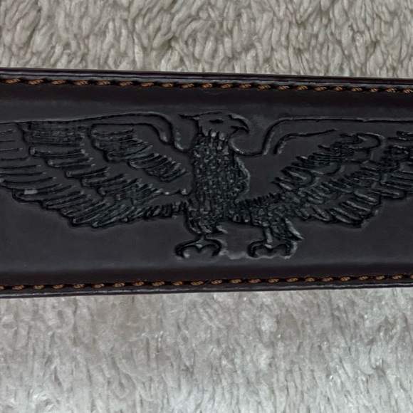 Genuine Leather Brown Belt with USA American Eagle Large - Picture 1 of 15